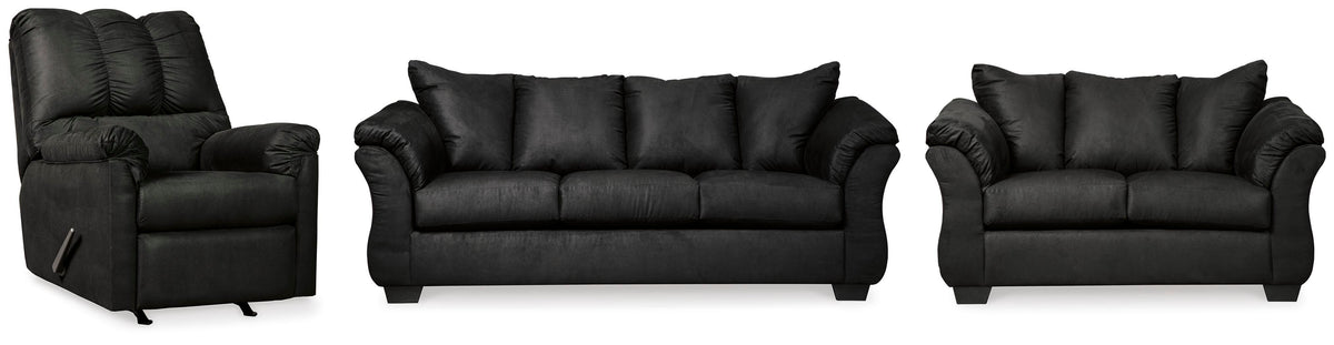 Darcy Sofa, Loveseat and Recliner - Black (1)