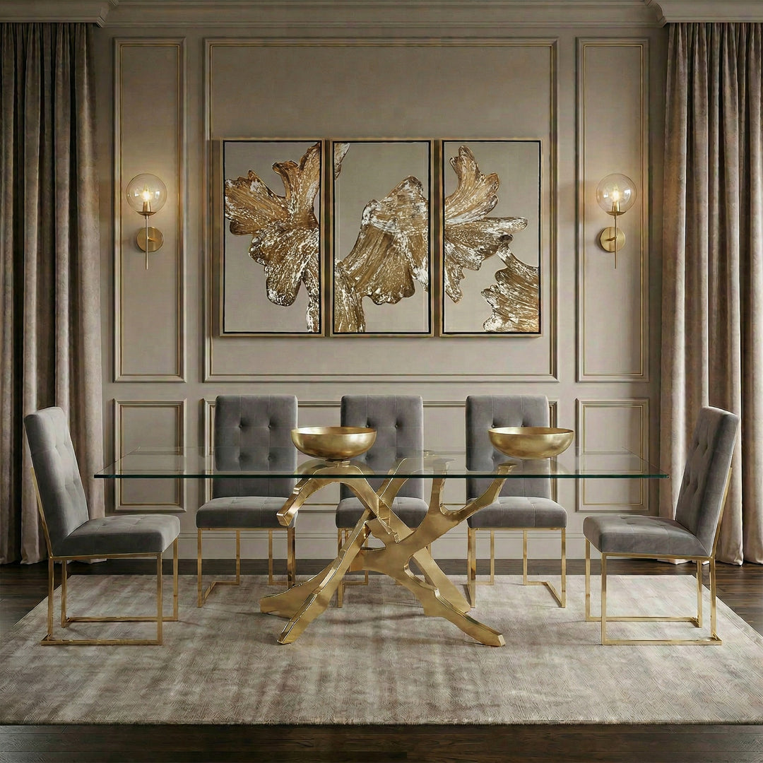 Legend Modern Grey Fabric & Gold Dining Chair (Set of 2)