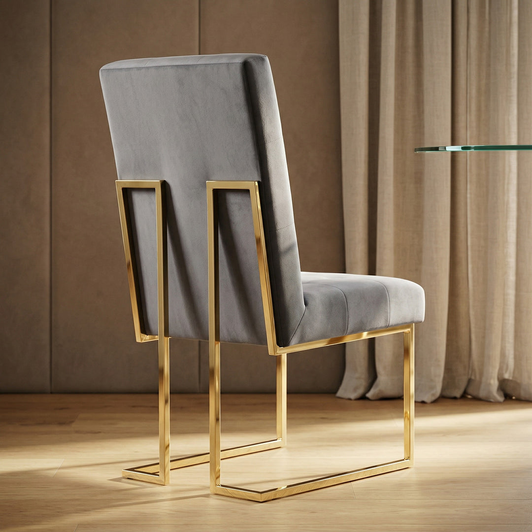 Legend Modern Grey Fabric & Gold Dining Chair (Set of 2)