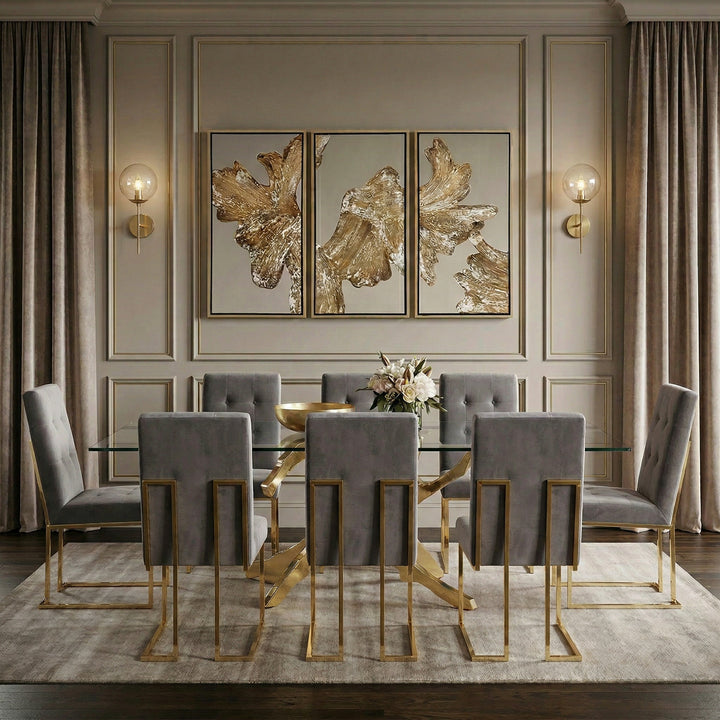Legend Modern Grey Fabric &amp; Gold Dining Chair (Set of 2)