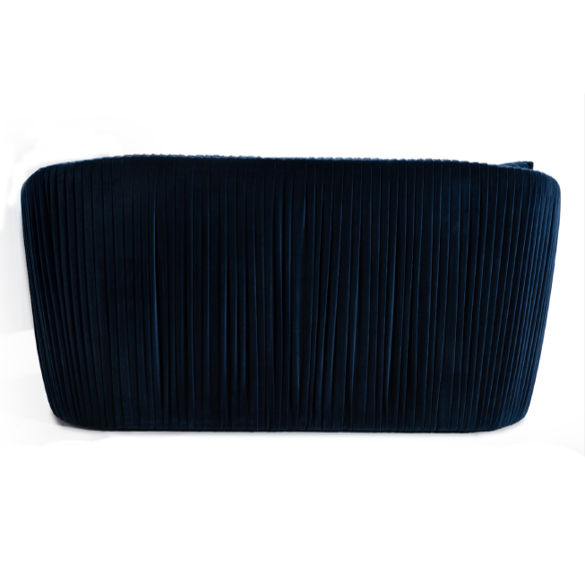 Palomar Modern Blue Velvet &amp; Brass Sofa