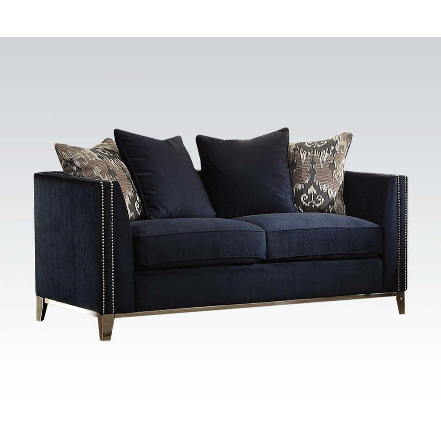 ACME Furniture Phaedra Loveseat With 4 Pillows Blue Fabric