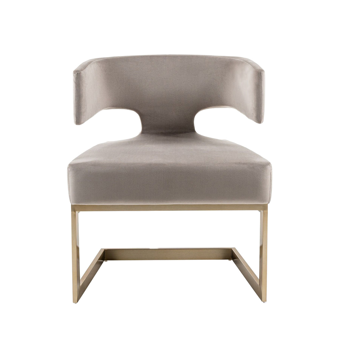 Calvo Modern OffWhite Velvet & Brass Dining Chair