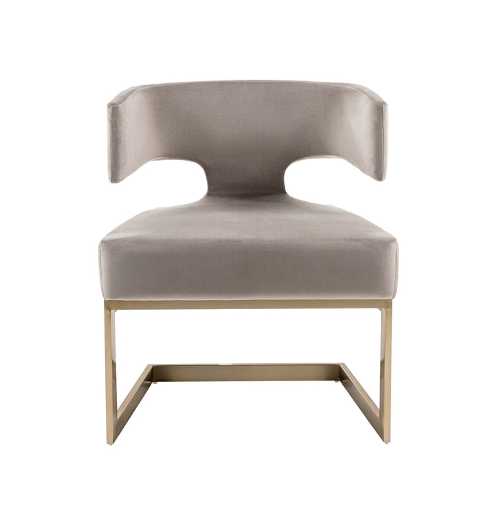 Calvo Modern Off-White Velvet &amp; Brass Dining Chair