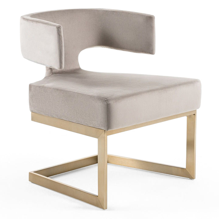 Calvo Modern Off-White Velvet &amp; Brass Dining Chair