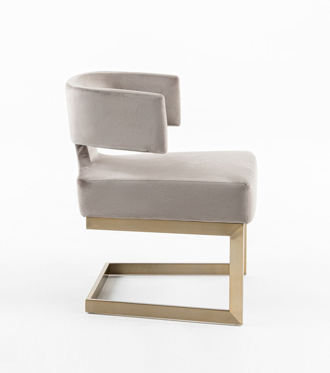 Calvo Modern OffWhite Velvet & Brass Dining Chair