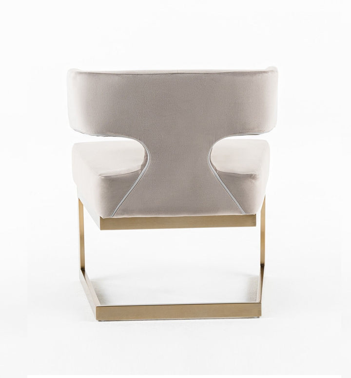 Calvo Modern OffWhite Velvet & Brass Dining Chair