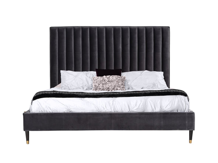 Hemlock - Modern Dark Grey Velvet Bed