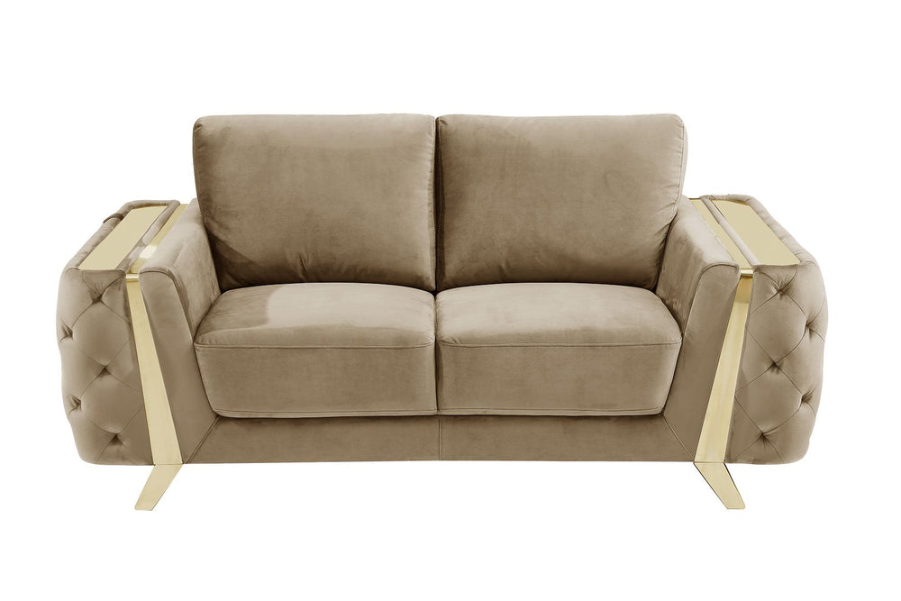 DivanItalia 1051 Loveseat in Velvet Fabric - Cream