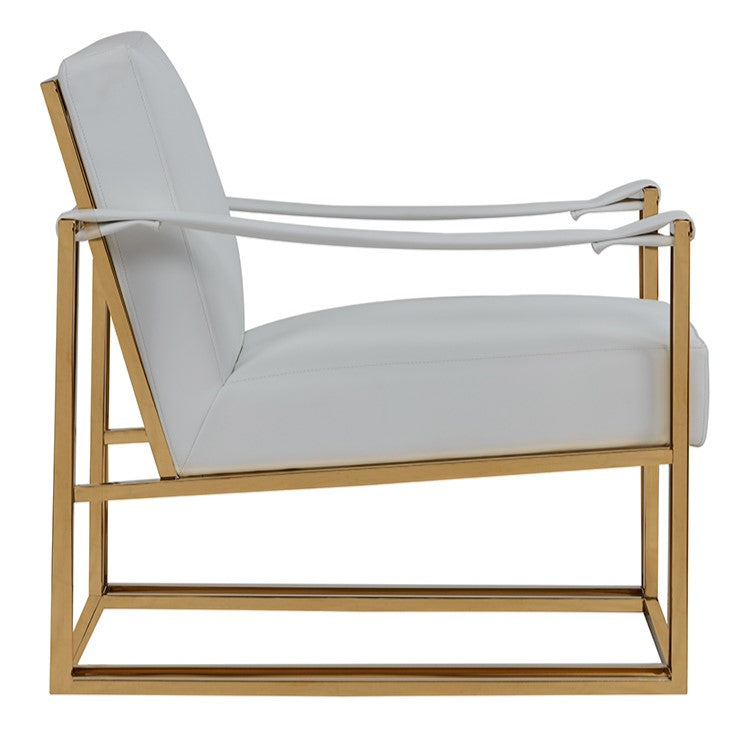 Larson Modern White Leatherette & Gold Accent Chair - View 3