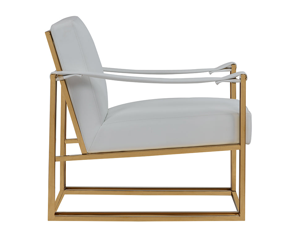 Larson Modern White Leatherette  and  Gold Accent Chair