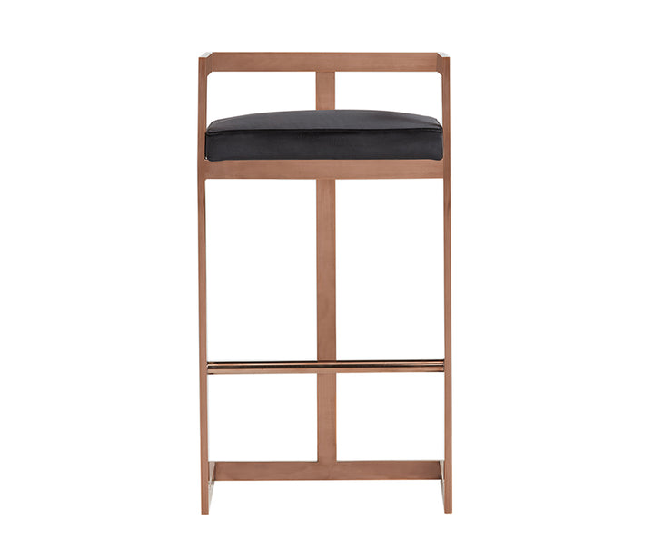 Halifax Modern Black Velvet &amp; Rosegold Bar Stool