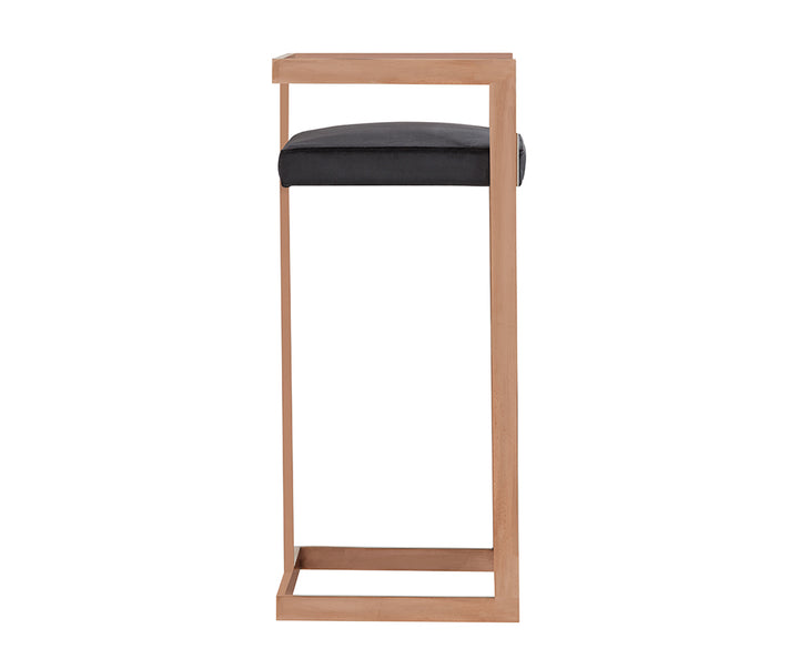 Halifax Modern Black Velvet &amp; Rosegold Bar Stool