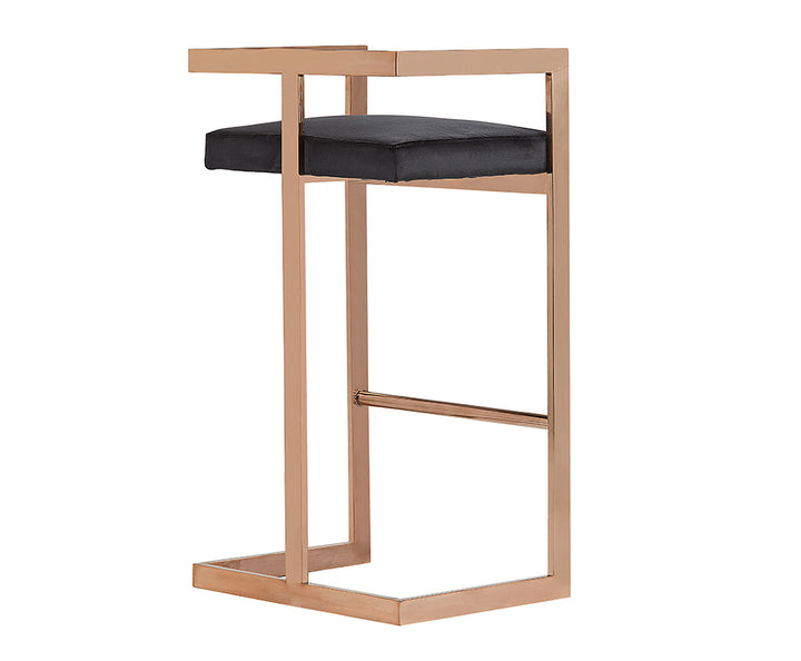 Halifax Modern Black Velvet &amp; Rosegold Bar Stool