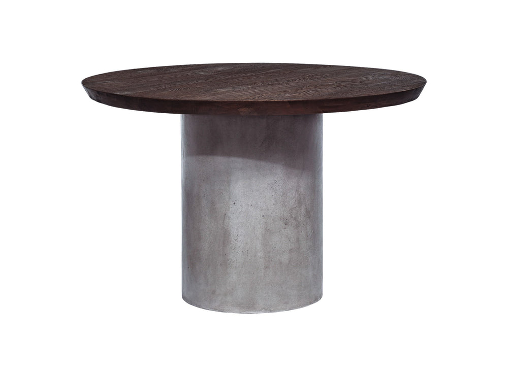 Renzo Modern Round Oak & Concrete Dining Table - View 10