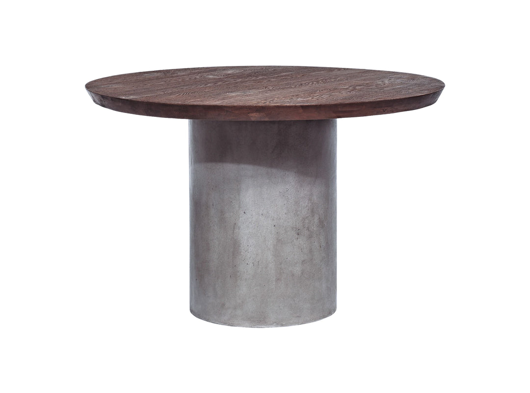 Renzo Modern Round Oak  and  Concrete Dining Table