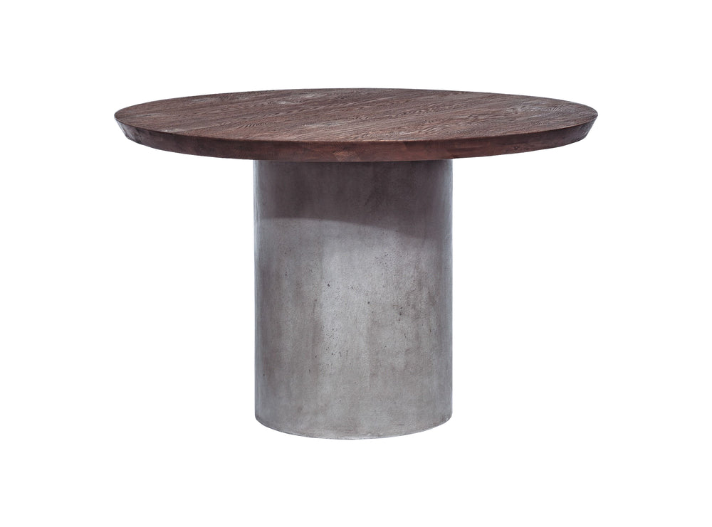 Renzo Modern Round Oak & Concrete Dining Table - View 4