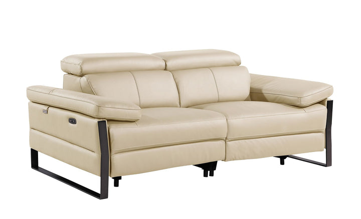 DivanItalia 1246 Top Grain Italian Leather Loveseat with Power Headrest - Beige