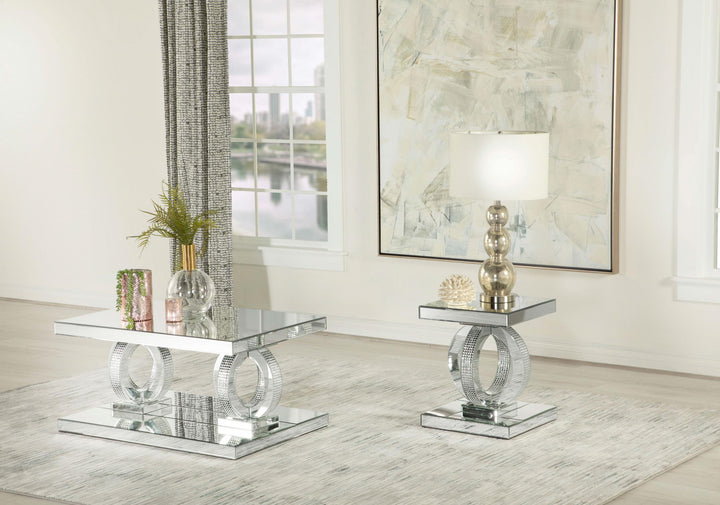 Coaster Furniture 753277 Breena Rectangular Mirrored Acrylic End Table Silver