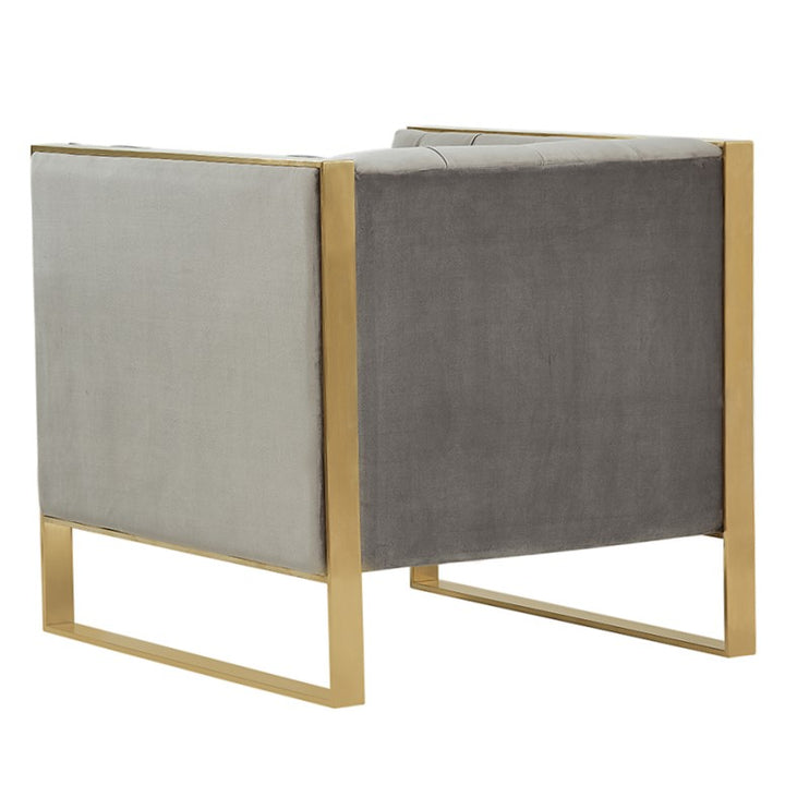Carlos Modern Grey Velvet &amp; Gold Accent Chair