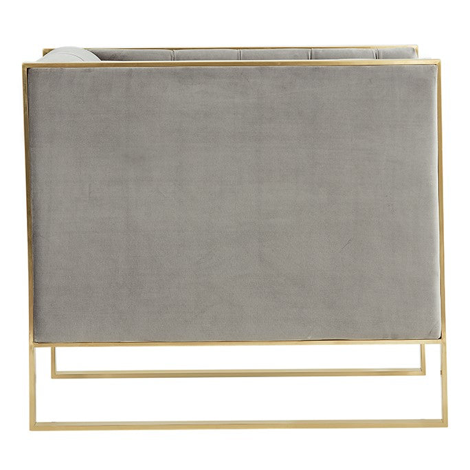 Carlos Modern Grey Velvet &amp; Gold Accent Chair