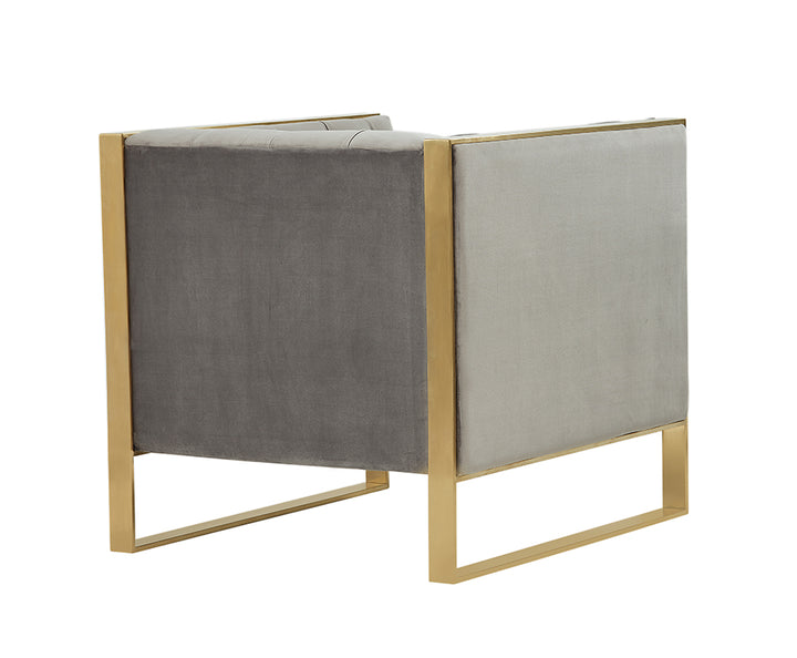 Carlos Modern Grey Velvet  and  Gold Accent Chair