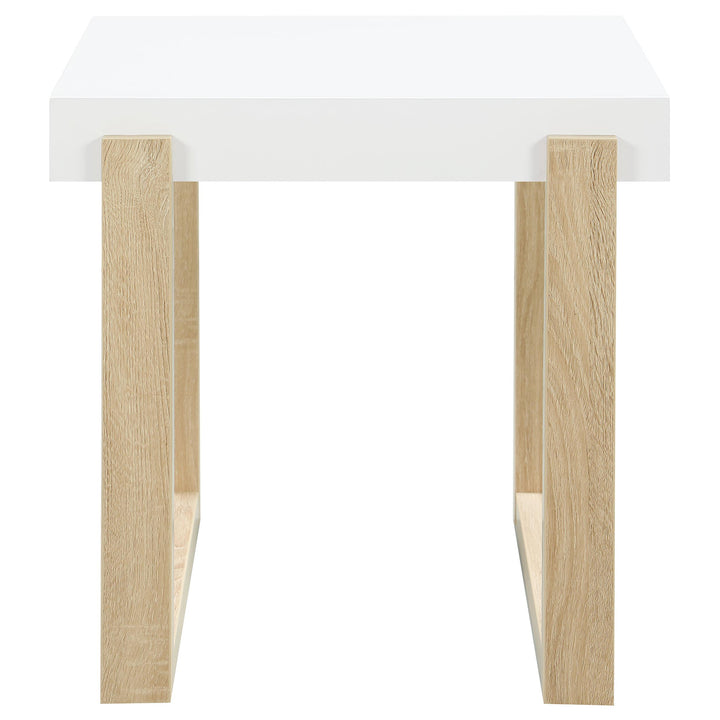 Coaster Furniture 753397 Pala Rectangular End Table White High Gloss and Natural