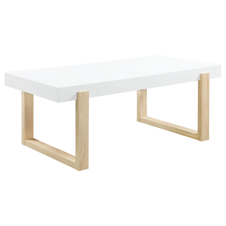 Coaster Furniture 753398 Pala Rectangular Coffee Table White High Gloss and Natural