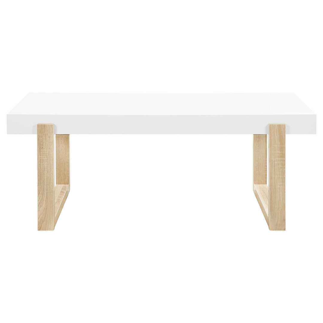 Coaster Furniture 753398 Pala Rectangular Coffee Table White High Gloss and Natural