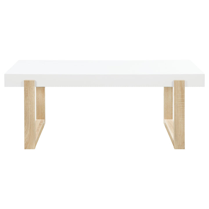 Coaster Furniture 753398 Pala Rectangular Coffee Table White High Gloss and Natural