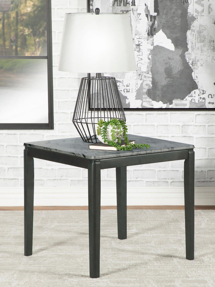 Coaster Furniture 753517 Mozzi Square Faux Marble Side End Table Grey and Black