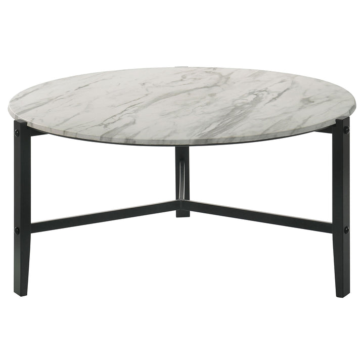 Coaster Furniture 753538 Tandi Round Faux Marble Coffee Table White and Black