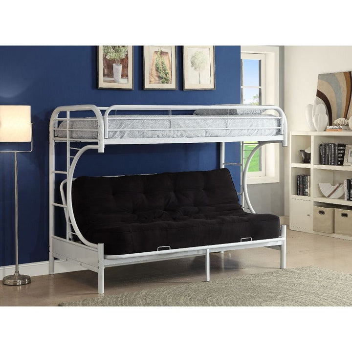 Eclipse - Twin Long/Queen Futon Bunk Bed - White