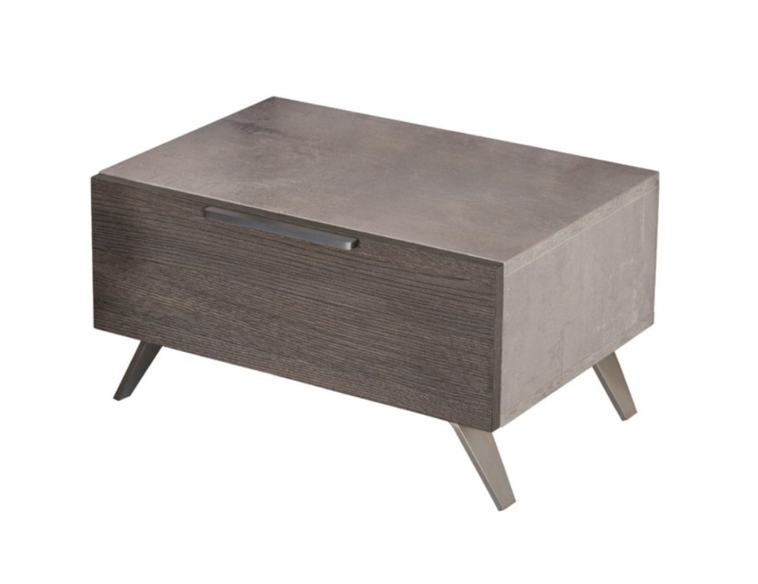 Bronx Italian Modern Faux Concrete & Grey Nightstand
