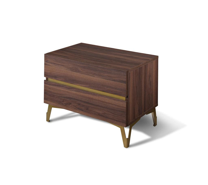 Calabria Modern Walnut &amp; Green Velvet Bedroom Set