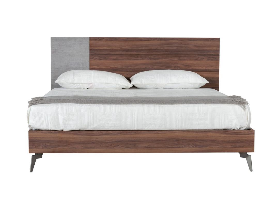 Palermo - Modern Italian Faux Concrete  and  Walnut Bed