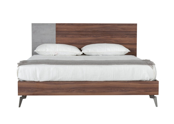 Palermo - Modern Italian Faux Concrete &amp; Walnut Bed