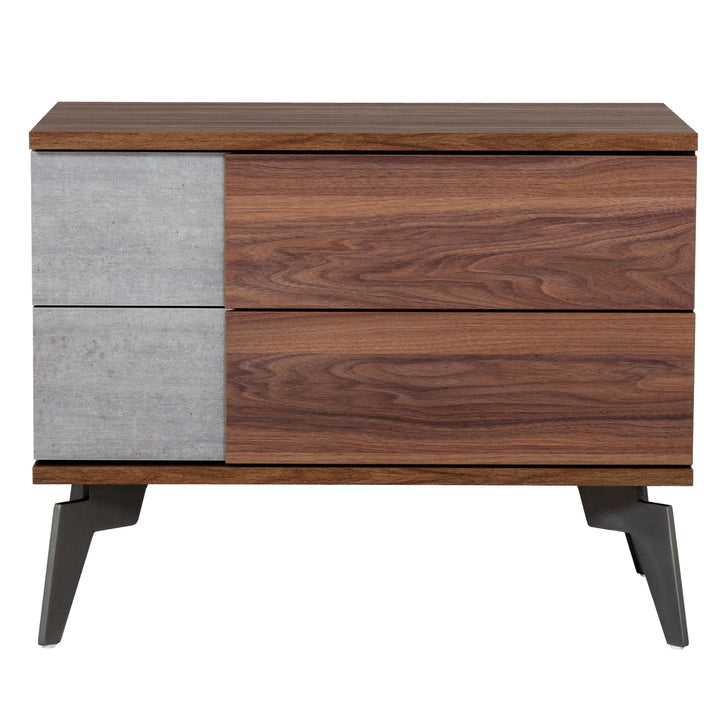 Palermo - Modern Italian Faux Concrete  and  Walnut Nightstand