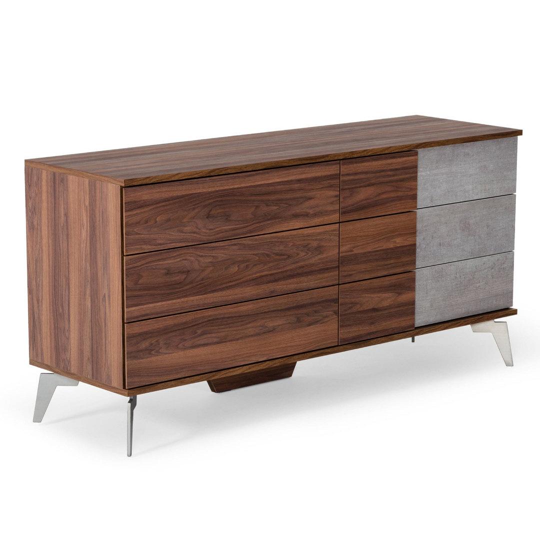 Palermo - Modern Italian Faux Concrete & Walnut Dresser