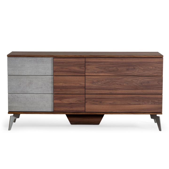 Palermo - Modern Italian Faux Concrete &amp; Walnut Dresser
