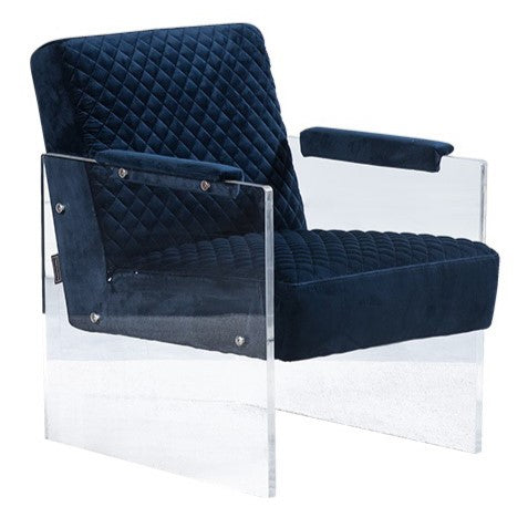 Edmond Modern Blue Velvet &amp; Acrylic Lounge Chair
