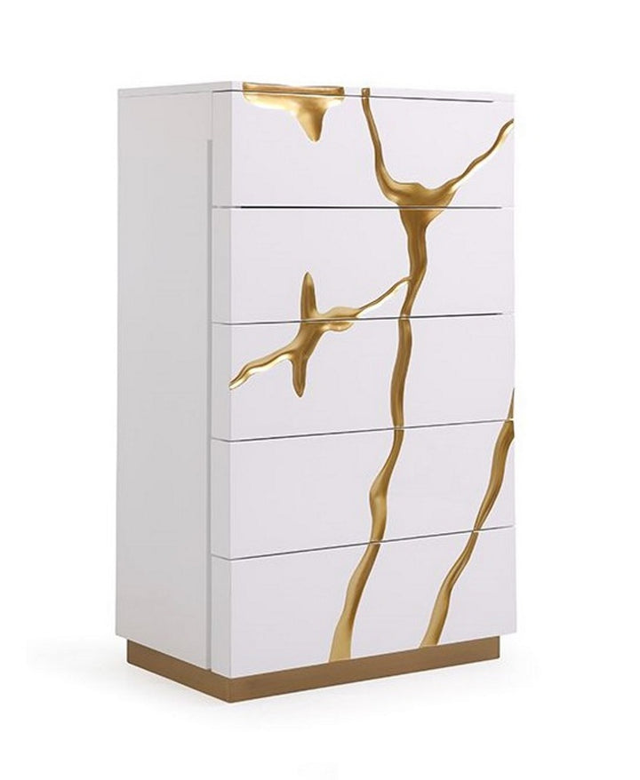 Aspen Modern White &amp; Gold Chest