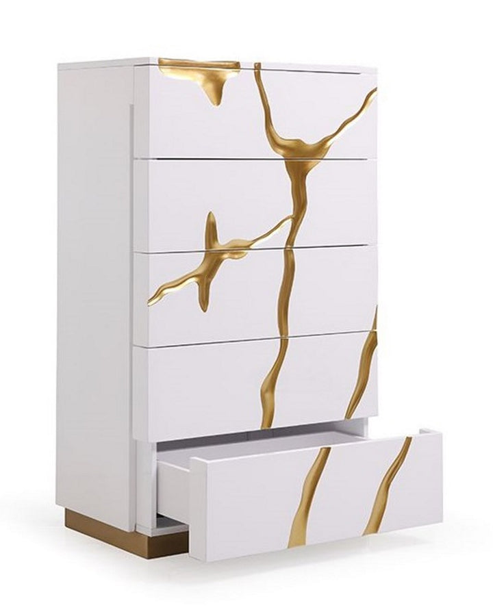 Aspen Modern White &amp; Gold Chest