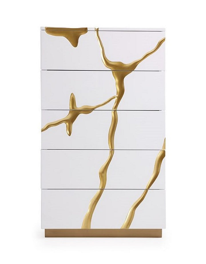 Aspen Modern White &amp; Gold Chest