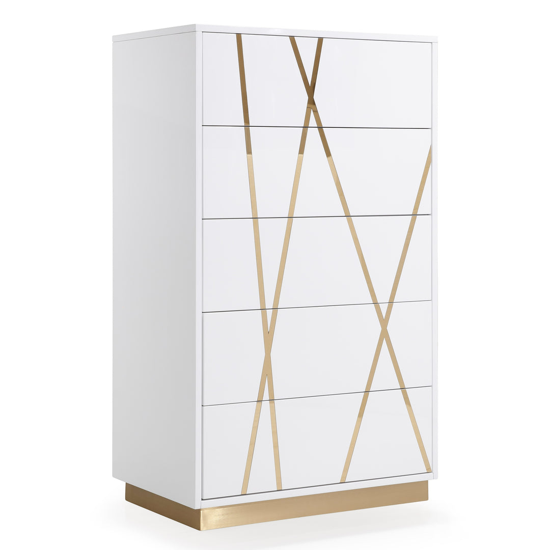 Nixa Modern White & Gold Chest
