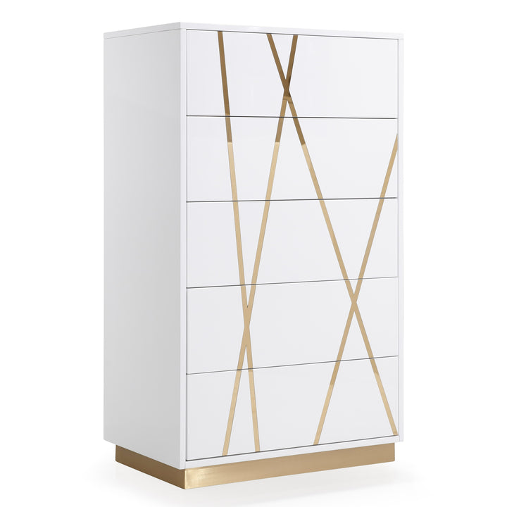 Nixa Modern White &amp; Gold Chest - View 2