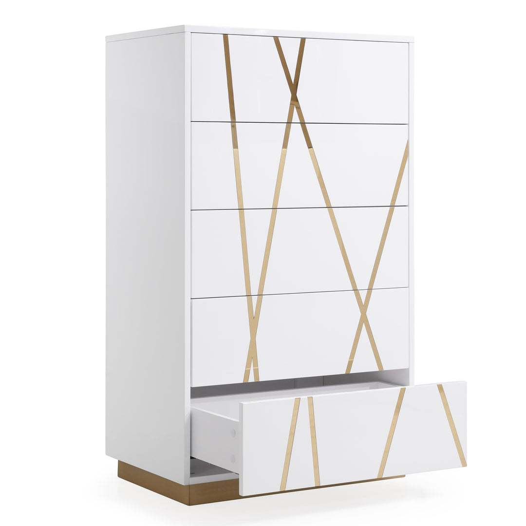 Nixa Modern White & Gold Chest