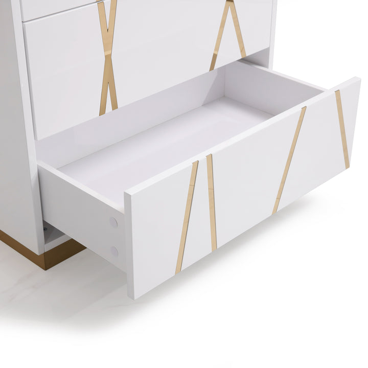 Nixa Modern White &amp; Gold Chest