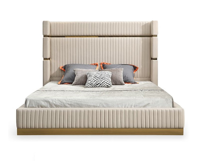 Sterling Modern Beige Bonded Leather & Gold Bed