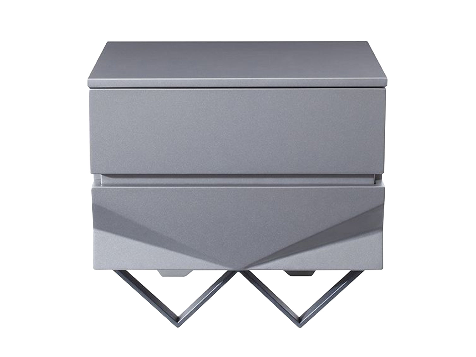 Duke Modern Grey  and  Black Gun Chrome Nightstand